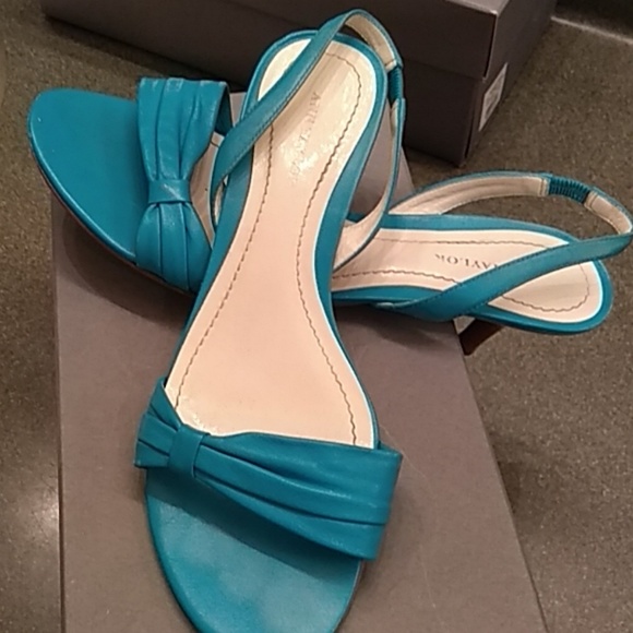 Ann Taylor Shoes - Ann Taylor turquoise leather sandals.